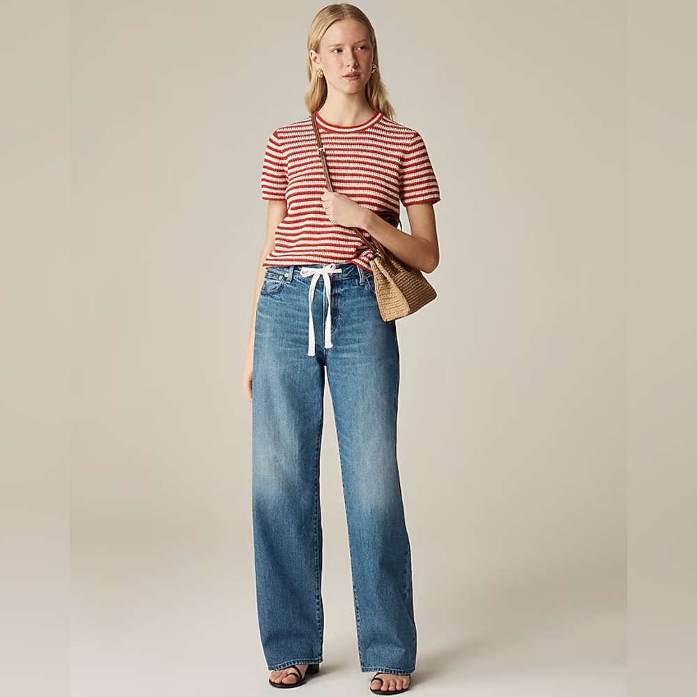 NWT J Crew Lower-Rise Wide Leg Tie Jeans, Size 27